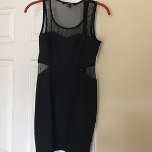 Black mesh cut out bodycon dress